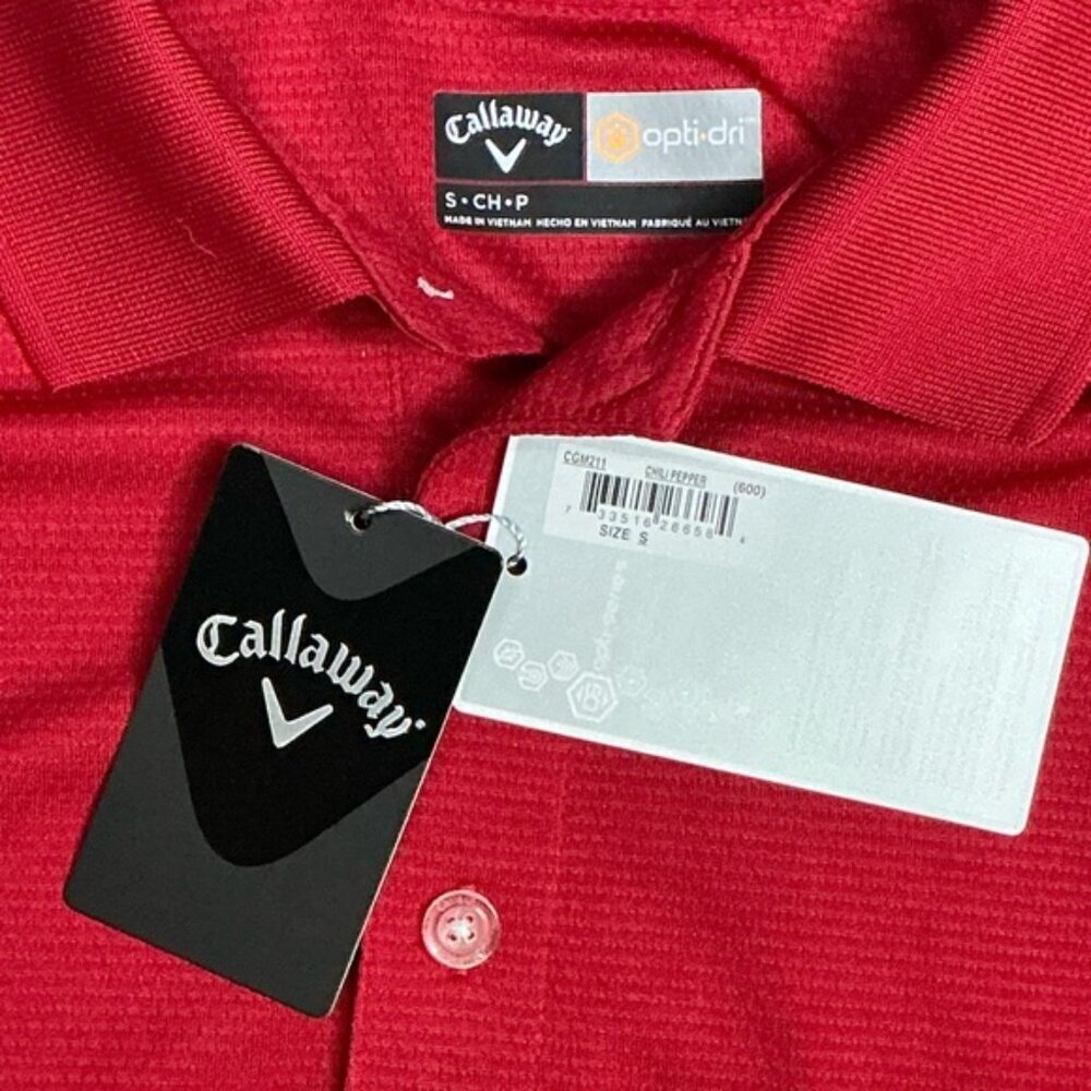 Callaway Golf Polo Shirt Opti Dri CGM211 Chili Pepper Red Men’s Small - Picture 3 of 15